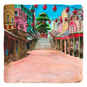 I have been spirited away Watercolor Painting town 8x8 art print image 2