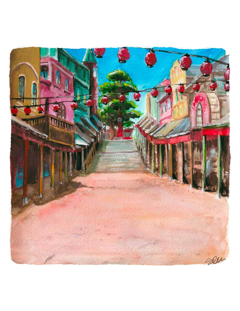 I have been spirited away Watercolor Painting town 8x8 art print image 2