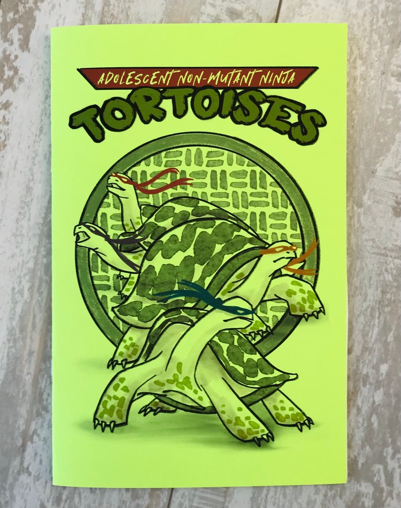 Adolescent Non-Mutant Ninja Tortoises Art Zine 8 page, large zine, TMNT funny spoof parody gift of ninja turtles image 4