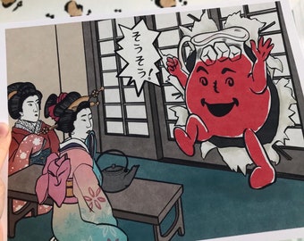 Ukiyoe Koolaid Man Japanese Pop Art  - Art Print - pop culture, Japan, meme art, Ukiyo e