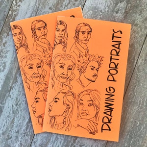 Art Zine Drawing Portraits 12 page, large zine, step by step tutorial on drawing faces and heads image 1
