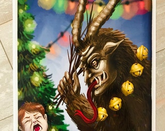 Krampus Holiday Holographic Print 8.5x11in Christmas Art