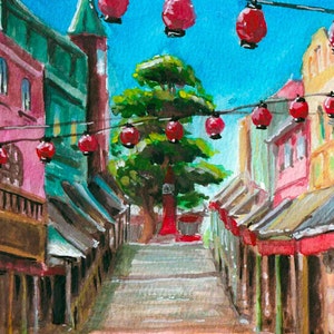 I have been spirited away Watercolor Painting town 8x8 art print image 1