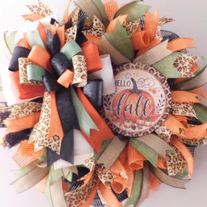 Handmade Hello Fall Wreath, Harvest Pumpkin Decor
