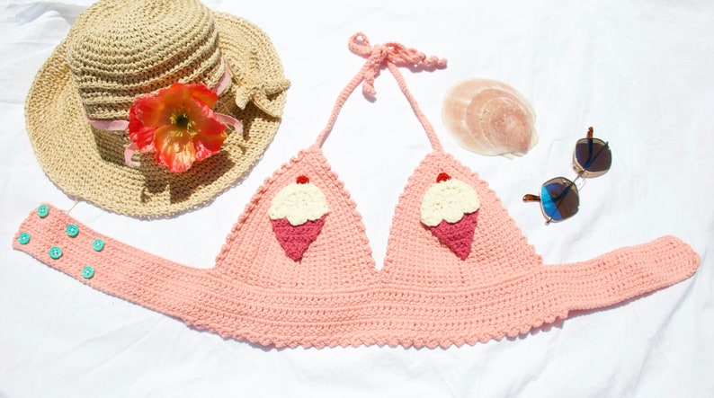 Crocheted Vanilla Ice Cream Bralette