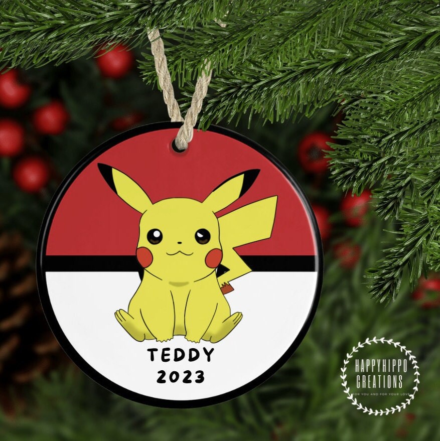 Pikachu Evolution Pokemon Custom Name 2023 Holiday Gifts Christmas  Decorations Ornament - Mugteeco