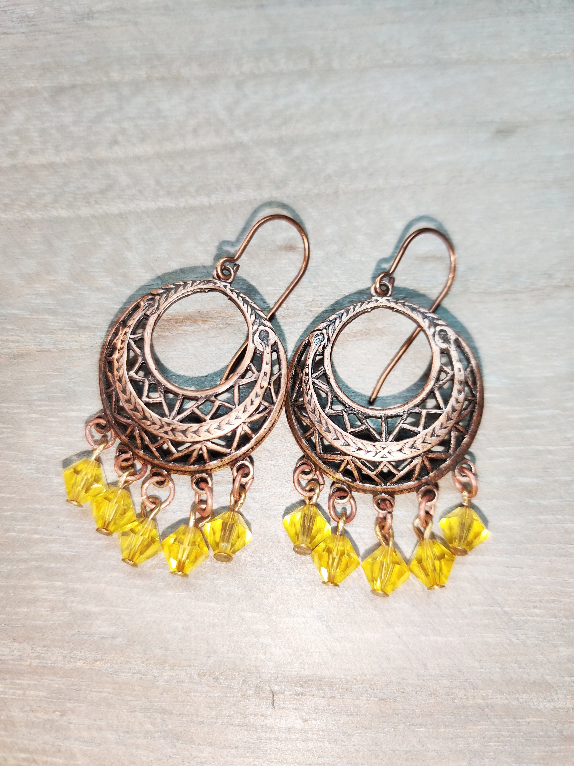 Yellow - Brass Metal Handcrafted Earrings 86 main image 1