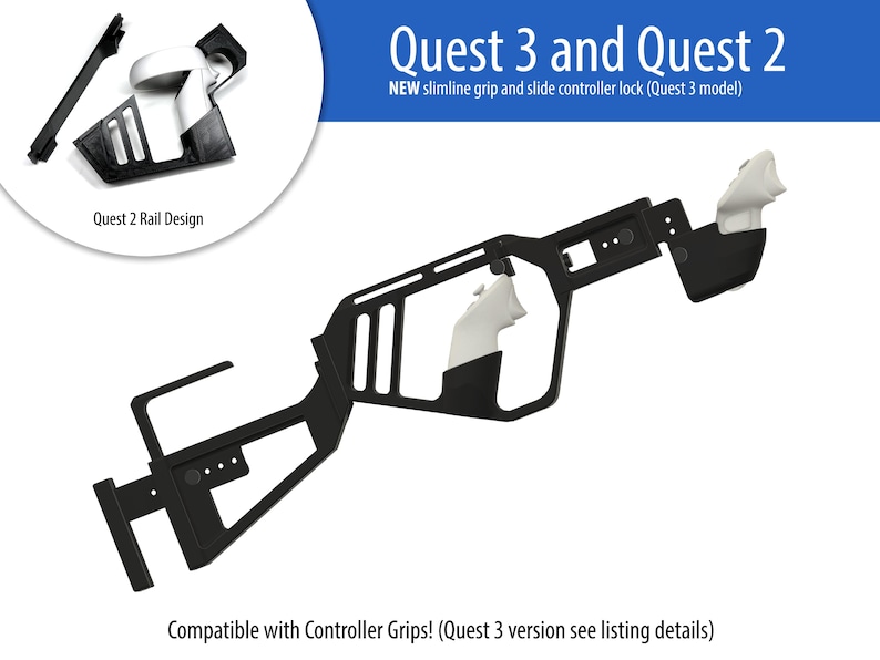 ULTRA Fjäderlätt VR-gevärskolv - kompatibel med Meta Quest 3 och 3S, Quest 2, Quest Pro, Rift S och Quest 1 bild 1