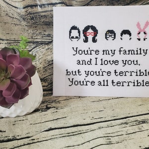 Terrible Family from Bob&#39;s Burgers Cross Stitch