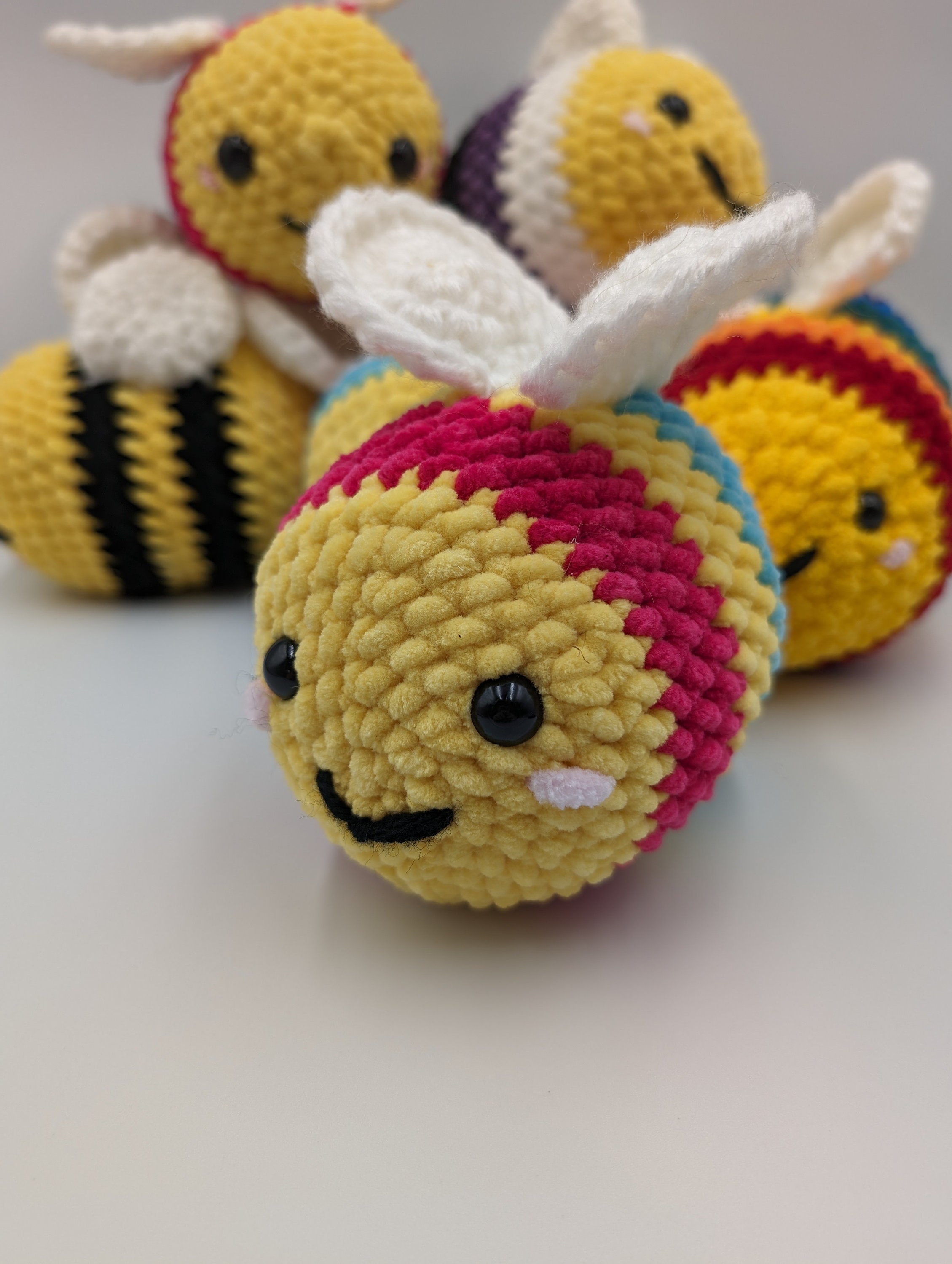 Adorable Crochet Chubby Bee Plush Toy, Handmade Amigurumi Bee, Soft ...
