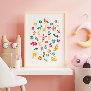 DIGITAL Alfabeto Armenio Occidental, Arte Colorido, Arte Para Niños, Letras, Animales, Arte Mural Infantil, Arte Mural, Educativo