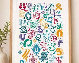 Armenian Alphabet Hand Lettered Art 8x10