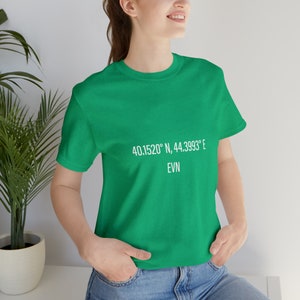 Yerevan International Airport (EVN) Location Coordinates Armenia Unisex Jersey Short Sleeve Tee