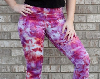 Adult Womens Ladies Ice Tie Dye Tiedye Tie-Dye Custom Personalized Made to Order Legging Leggings Work Out High Waist Waisted Set Yoga Pants