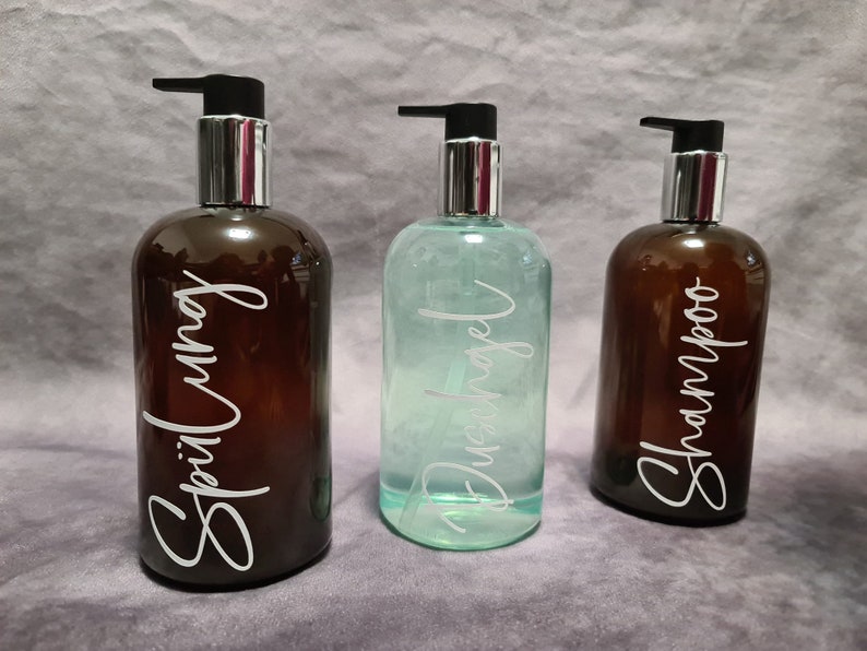 Lettering, vinyl, personalized, shower gel, shampoo, conditioner image 4