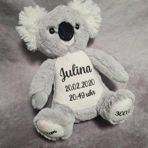 Koala, teddy, personalized cuddly toy with name, lettering, personalized, birth gift, sticker, baby, child