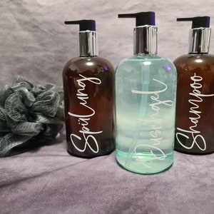 Lettering, vinyl, personalized, shower gel, shampoo, conditioner image 1