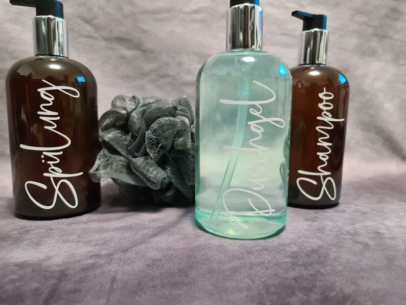 Lettering, vinyl, personalized, shower gel, shampoo, conditioner image 7