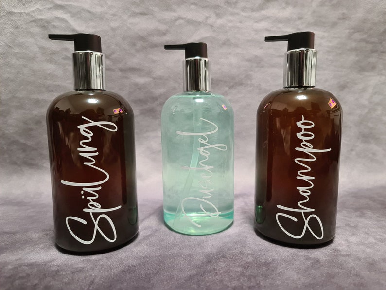 Lettering, vinyl, personalized, shower gel, shampoo, conditioner image 6