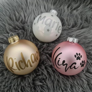 Weihnachtskugel Schriftzug, inkl. Sterne, Vinyl, personalisiert, Beschriftung, Aufkleber, Etiketten, Namensaufkleber, Wuschtext Name