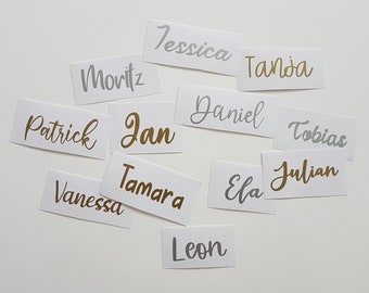 Schriftzug, Vinyl, personalisiert, Hochzeit, Beschriftung, Geburtstag, Aufkleber, Etiketten, Namensaufkleber, Wuschtext Name