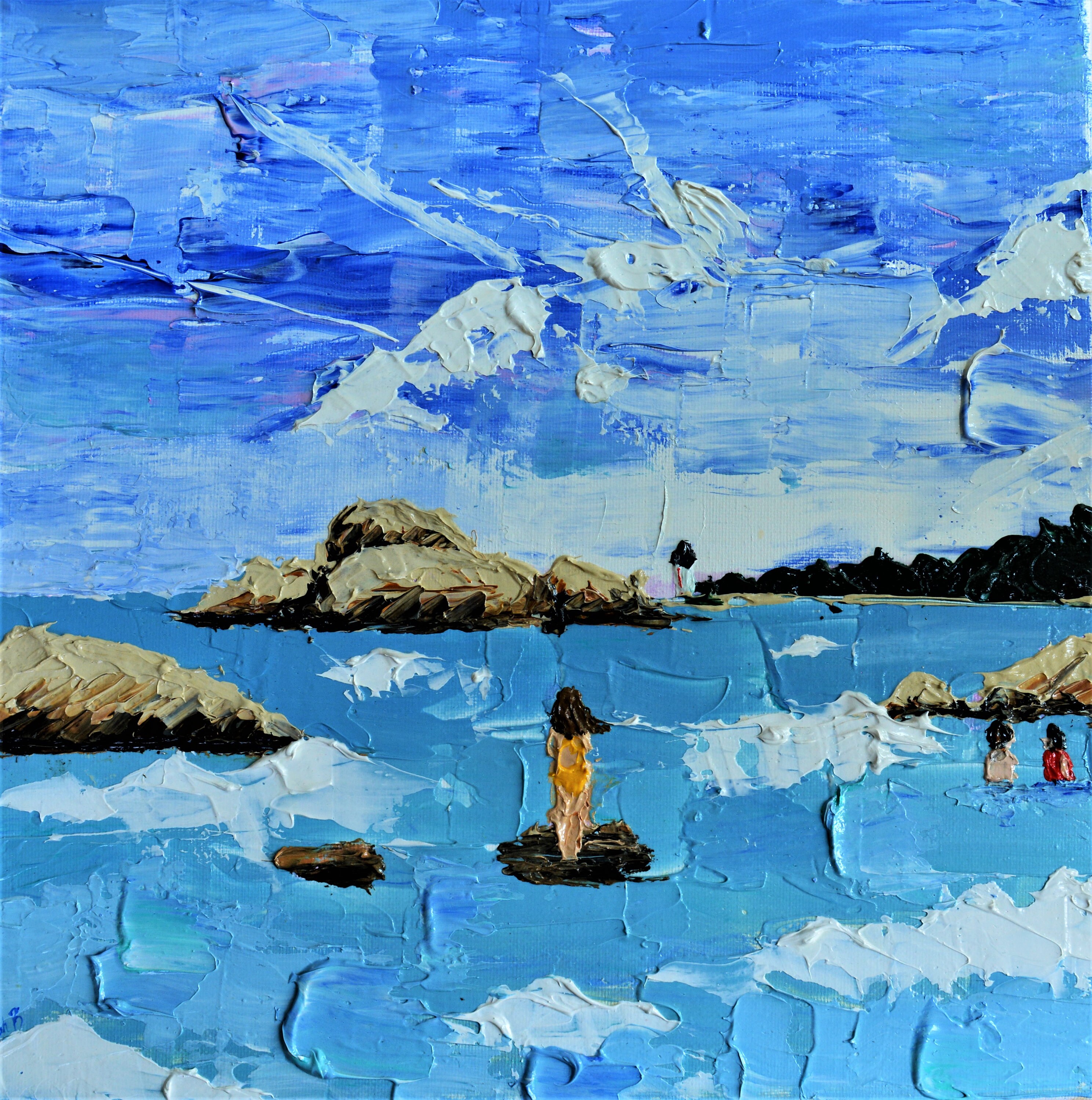 Palette Knife Beach Painting Print Etsy