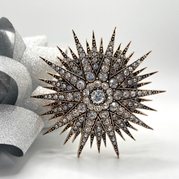 Victorian Style Crystal Brooch-Handcrafted-Sea urchin Inspired Brooch