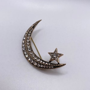 Edwardian Style Moon And Star Bronze Brooch image 6