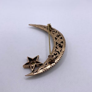 Edwardian Style Moon And Star Bronze Brooch image 7