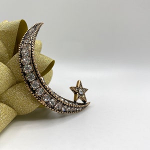 Edwardian Style Moon And Star Bronze Brooch image 4