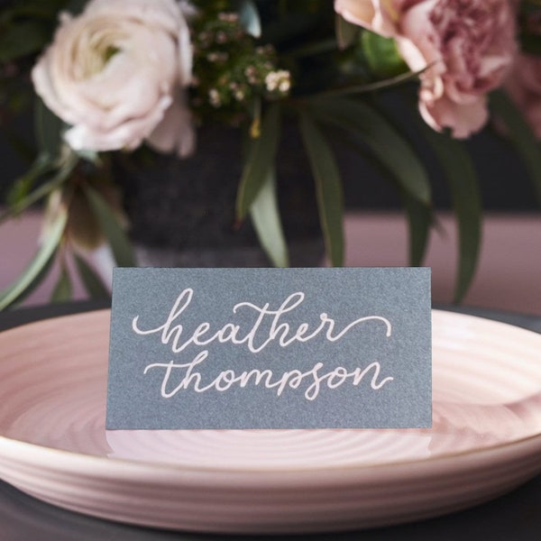 Hand Lettered Tented Place Cards | Calligraphy Place Cards | Custom Design Table Cards | Square or Rectangle