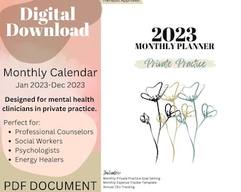 2023 Monthly Planner for Private Practice Therapists