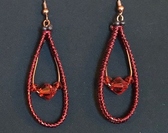 Teardrop twined wire earrings