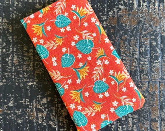 Tropical sunglasses /phone case, padded sunglasses case, handmade sunglasses case, padded phone case, gift under 15, fabric eye glass case