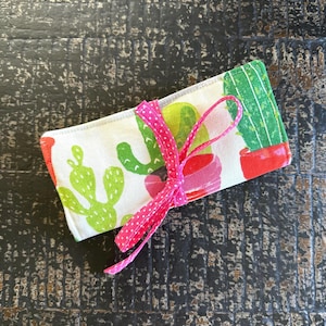 Jewelry Organizer, jewelry travel roll, fabric jewelry organizer, handmade jewelry case, gift under 25, succulent jewelry organizer