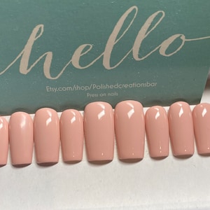 Marshmallow pink nails, press on nails, fake nails, long nails, short nails, pink nails,