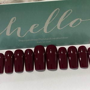 Ripe cherries press on nails,dark red nails,fake nails,long nails,short nails,handmade