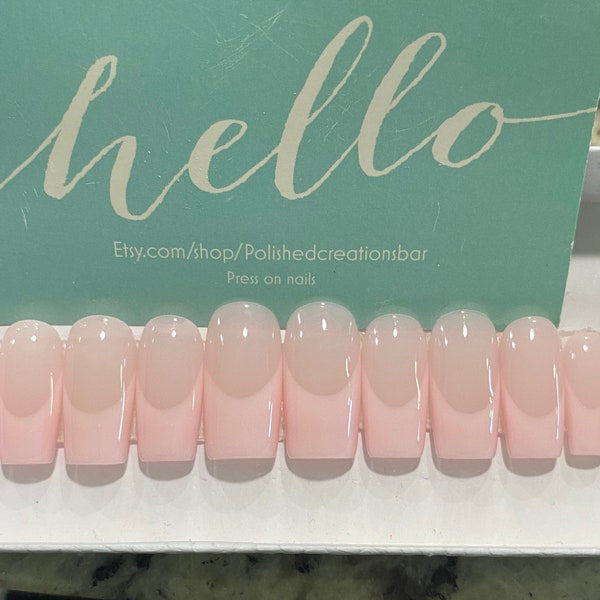 Baby pink nails,French tip nails, light pink nails, press on nails, square nails, long nails,fake nails,short nails,coffin nails,oval nails