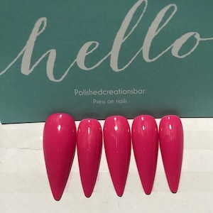 Pink me press on nails, dark pink nails, hot pink nails, press on nails. Long nails, short nails, coffin nails, square nails