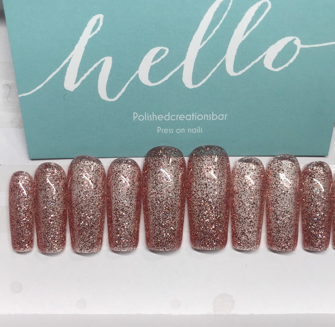 Rose Gold Glitter Press on Nails Etsy