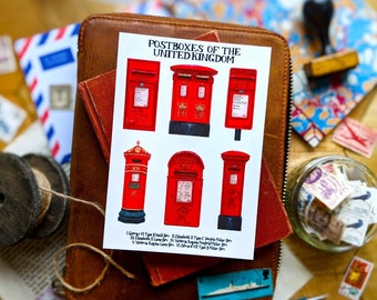 Briefkästen von Großbritannien Postkarte | Set 1-5tlg. | Vereinigtes Königreich Briefkasten | Postcrossing, Happy Snail Mail, Großbritannien & Europa Reisekunst