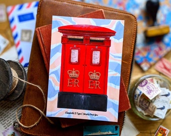 Doppelte britische Briefkastenpostkarte | Setzt 1-5 Stück | Briefkästen der Serie „Großbritannien“ | Postcrossing, Happy Snail Mail, Reisekunst aus Großbritannien