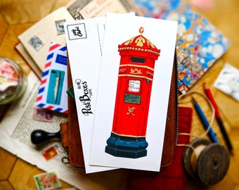 Rot UK Briefkasten Postkarten | Sets 1-5tlg | Kunst DL Postkarte | British Postcrossing, Happy Snail Mail, Großbritannien viktorianischer Penfold-Briefkasten
