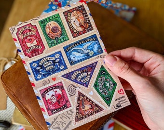 Mail Art Briefmarken Aufkleber Set | 2 Bogen Sticker Set | Postcrossing, Happy Snail Mail, Reisetagebuch, Briefmarke, Postkarten Dekor