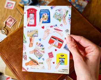 Postkarte Penpals Stickers | 2 Bogen Sticker Set | Postcrossing, Happy Snail Mail, Reisetagebuch, Postkarte Dekoration, Best Friends Stickers