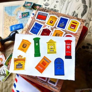 Pegatinas de Buzones de Europa / Juego de 2 hojas / A6 / Viajes postales europeos, Buzones de la UE, Decoración de Postcrossing, Arte de Correo Postal Feliz