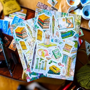Grün Journal Zubehör Aufkleber | 2 Bogen Sticker Set | DIN A6 | Bujo Planer Dekoration, Happy Snail Mail Art, Postcrossing Postkarten Basteln
