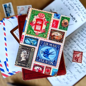 Classic Stamps Postcard | Packs 1 - 5 | A6 Size | Happy Snail Mail Art, Penpal Letter Gifts, Vintage Style Faux Stamps, Postcrossing Cards