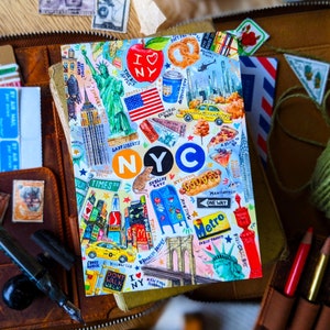 NYC Reisejournal Postkarten | Packungen 1 - 5 | Größe A6 | Glückliche Schnecke Post, Penpal Brief Geschenke, New York City USA, süße Postcrossing Karten