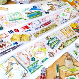 Tijdschriftbenodigdheden PET-tape | Met release-backing | Rol 50 mm x 5 m | Gematteerde afwerking | Modern briefpapier Art Bujo, dagboekdecor